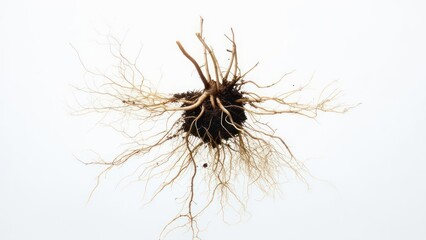 Plant roots against white background
