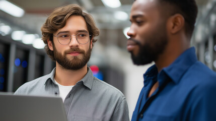 IT Technician and Engineer Collaborate in Data Center Maintenance