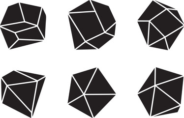 Black geometric shapes with white outlines abstract polygon