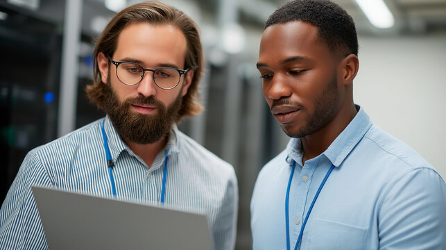 IT Technicians Collaborating in a Data Center Environment