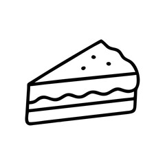 Minimalist Black and White Outline Cake Slice Icon for Bakery and Dessert Design