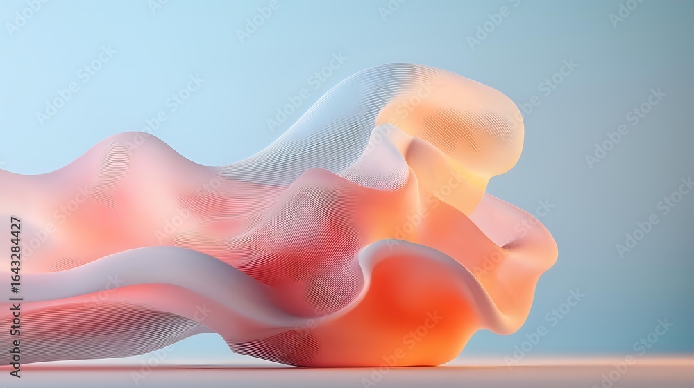 Aufkleber smooth flowing abstract coral and peach colored waves create gentle curves and soft shadows against 