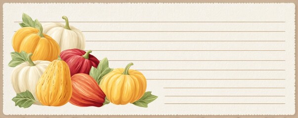 halloween Minimal concept of Vintage postcard frame with ornate borders, faded paper texture, subtle pumpkin stamp, handwritten lines, open center, nostalgic halloween background for invitations,