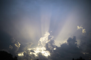 The sky is blue with clouds, beautiful by nature.