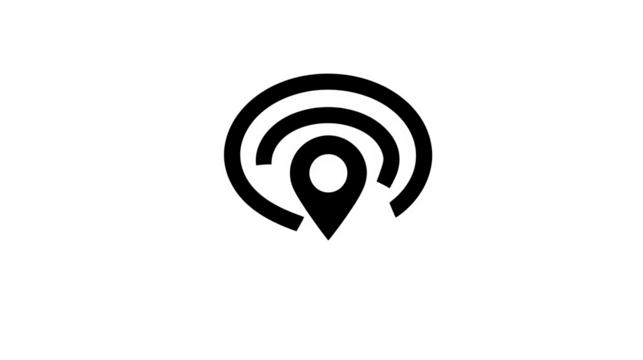 GPS icon with radar waves and location pin, black silhouette,