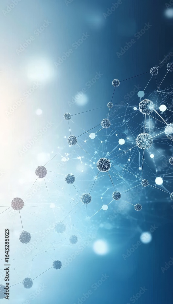 Poster abstract medical molecule web design with gradient background and copy space in bright colors