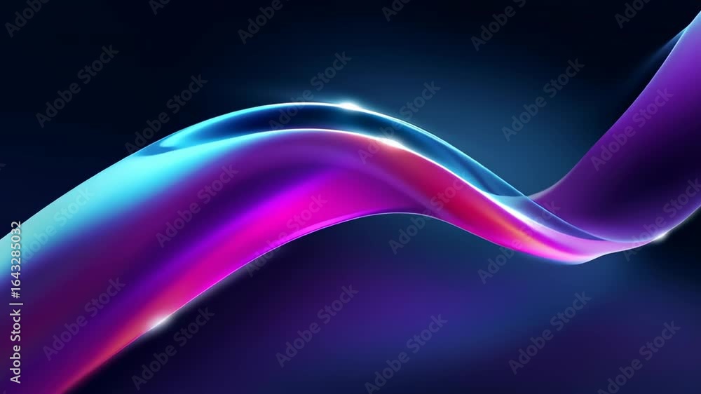 Poster colorful neon shapes flow seamlessly across a dark background, creating a dynamic and vibrant visual
