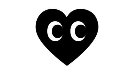 Heart eyes emoji face in solid black silhouette,