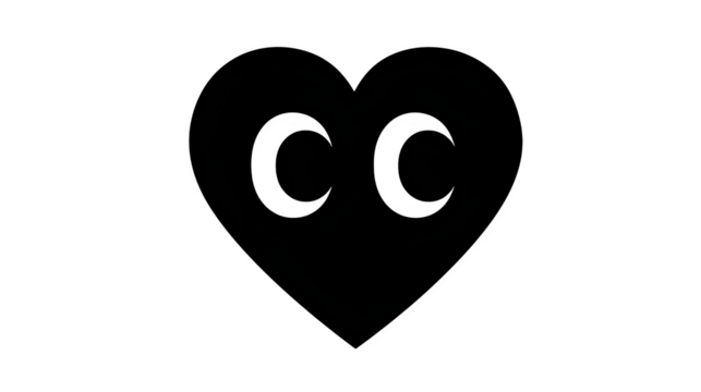 Heart eyes emoji face in solid black silhouette,