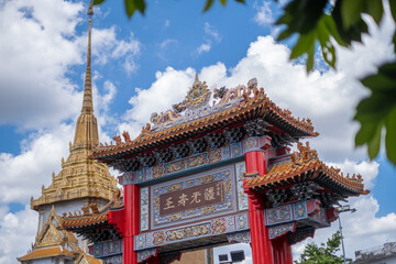 Yaowarat Gate or Chinatown Gate in Bangkok, Thailand, It was built to celebrate King Bhumibol's 72nd birthday. It is located on Odeon Circle at one end of Yaowarat Road
