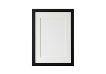 Black picture frame with white passepartout isolated on transparent background, perfect for displaying photos, art, or posters