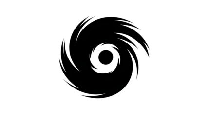 Hurricane or cyclone spiral icon, black silhouette,