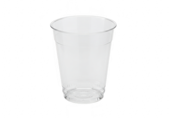 A clear plastic disposable cup isolated on transparent background, perfect for drinks at parties or events