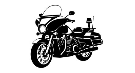Obraz premium Black and White Illustration of a Police Motorcycle.
