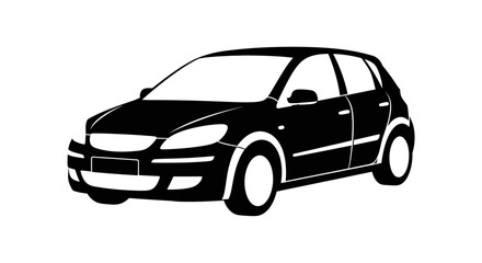 Fototapeta premium Black and White Silhouette of a Compact Car.