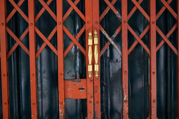 Metal steel shutter rolling door of a building