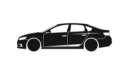 Obraz premium Black and White Silhouette of a Modern Sedan Car.