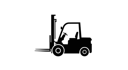 Black Silhouette of a Forklift Truck Icon.