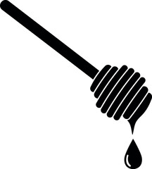 Black honey dipper with dripping honey drop
