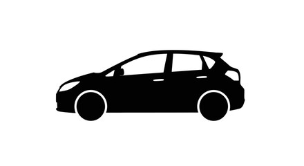 Fototapeta premium Black Silhouette of a Hatchback Car.