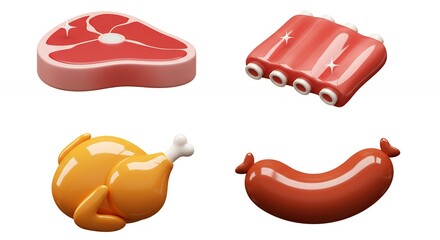 Various cooked meats illustration graphic design