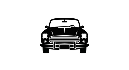 Fototapeta premium Classic Vintage Car Front View Silhouette Icon.