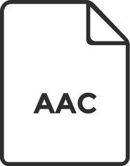 AAC file format icons. File types with document extension.  File symbols collection.. multimedia data symbols 