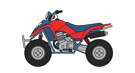 Obraz premium Red and Blue FourWheeler ATV Quad Bike Illustration.