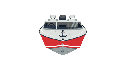 Red and Gray Speedboat with Anchor Graphic.