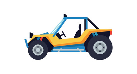 Yellow and Blue OffRoad Buggy with Large Tires.