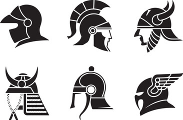Diverse historical warrior helmets collection knight roman