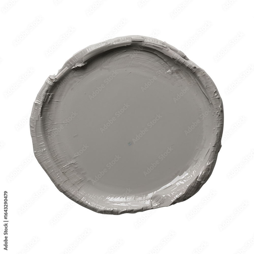 Poster abstract circular form in subtle gray tones on a transparent isolated surface, offering versatile