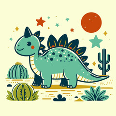 cute stegosaurus dinosaur illustration 