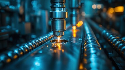 Industrial manufacturing process close up