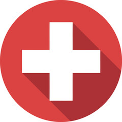 Red circle with white plus sign icon