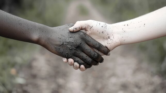 Diverse hands shaking hands - Powered by Adobe