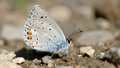 Obraz premium Light blue butterfly on ground
