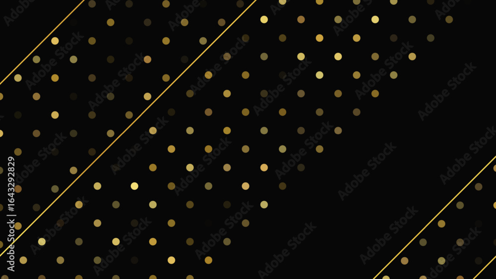 Poster dark background with golden lines and glittering dots