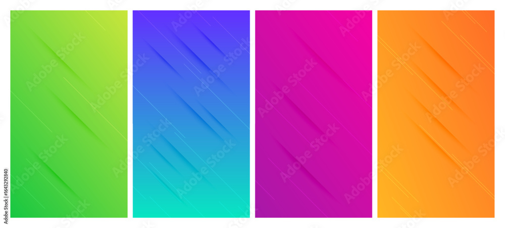 Poster set of abstract gradient backgrounds with lines