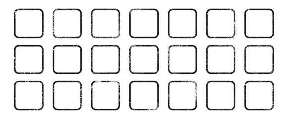 Set of grunge borders in rounded square form