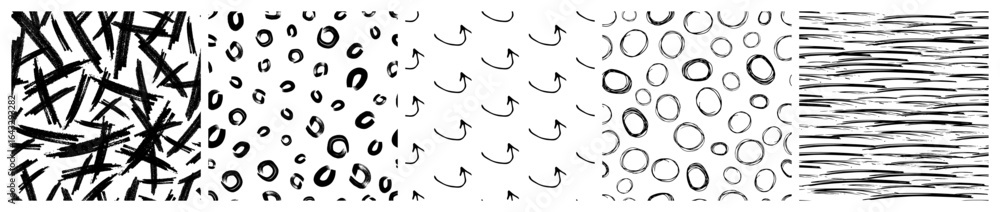 Aufkleber set of seamless patterns with scribble smears