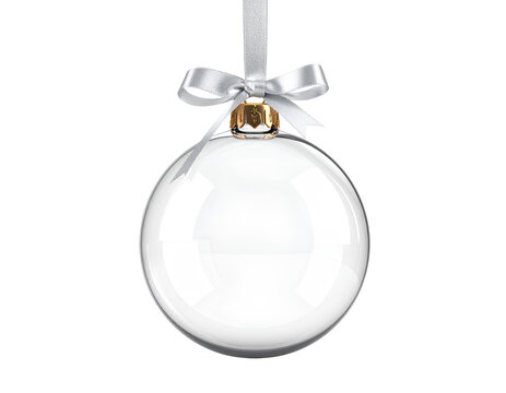 christmas ball bauble glossy transparent glass blank christmas silver hanging from to isolated on transparent background. - Powered by Adobe