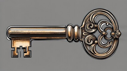 Ornate antique key illustration (1)