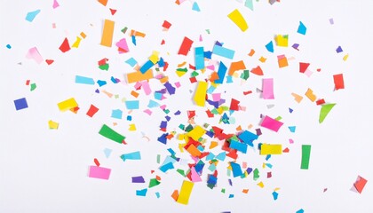 紙吹雪 カラフル 楽しい 祝い お祭り イベント パーティー 散らばる 鮮やか 白背景 明るい 抽象 的 背景 色とりどり 小さな紙