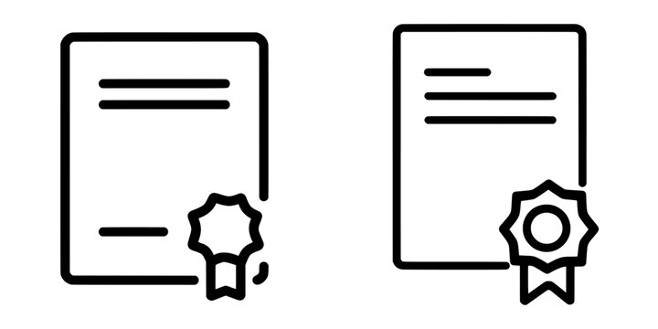 This icon showcases a simple certificate with a ribbon, embodying academic success and the completion of a course, ideal for integration into educational and professional contexts, characterized by