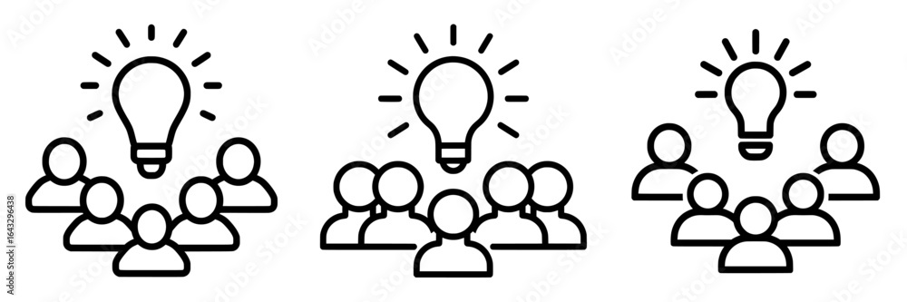 Poster modern icon for business apps and websites representing a group idea or teamwork team concept in lin