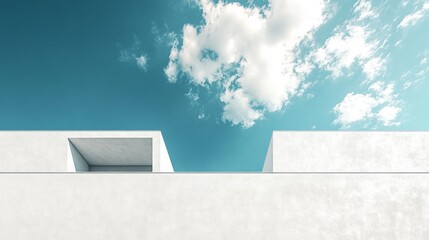 Architectural element with sky and clouds. Useful for interior design and architectural projects.
