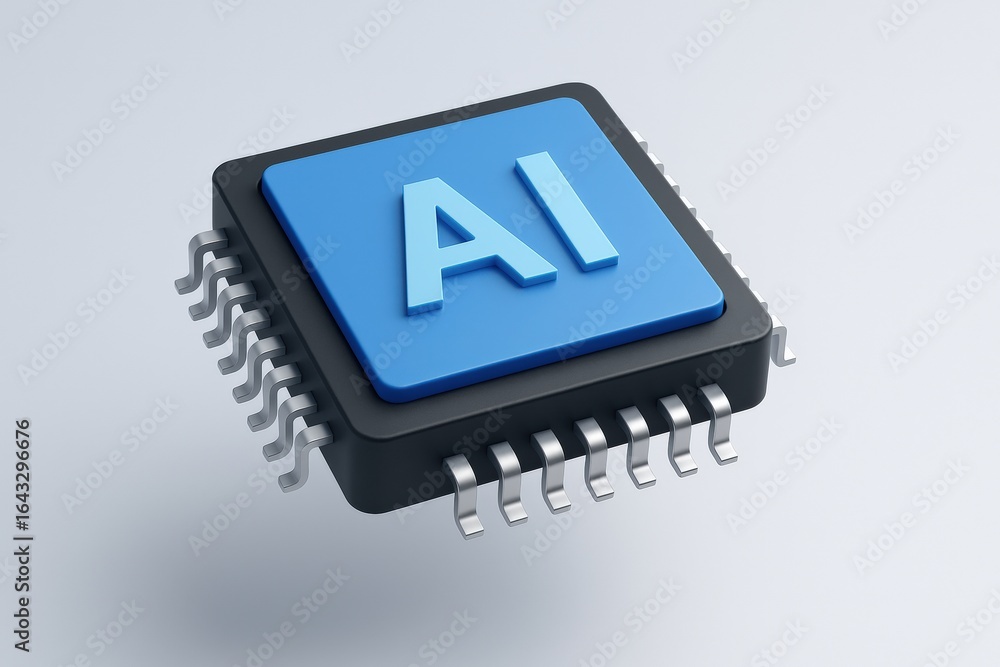 Poster futuristic ai chip floats serenely, promising breakthroughs in neural networks and machine learning 