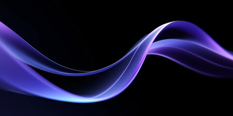 Abstract digital waves in purple and blue tones on a black background, smooth curves and gradients create dynamic motion and a futuristic feel, ideal for tech and design use.