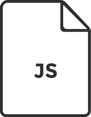 File format or file type icon. JS extension symbols. file format symbol. Data Management sign.  File types with document extension
